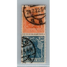 ALEMANIA 1921 ESTAMPILLAS SE-TENANT ZUSAMMENDRUCKE USADAS QUE SON MUCHO MAS ESCASAS MICHEL S15 RARA 60 EUROS